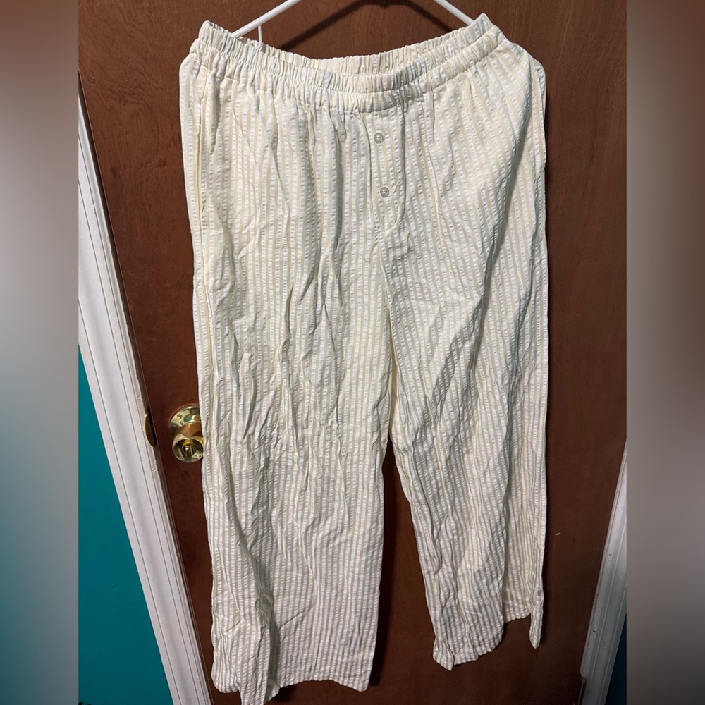 Sincerely Jules Cream Striped Wide Leg Pants
